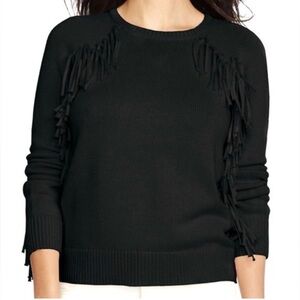 Ralph Lauren Black Sweater with Fringe Accents
